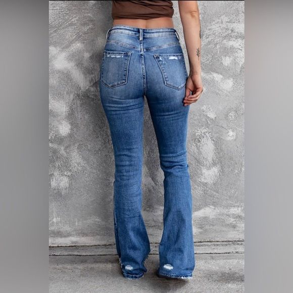 My Beautimous Boutique Denim - NWT Blue Distressed Flare Jeans